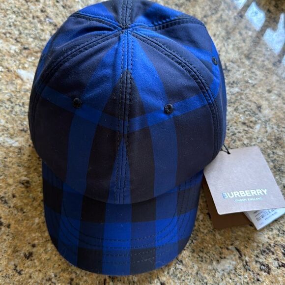 Burberry blue/black check baseball cap. Unisex. One size 8-12Y. New with tag.